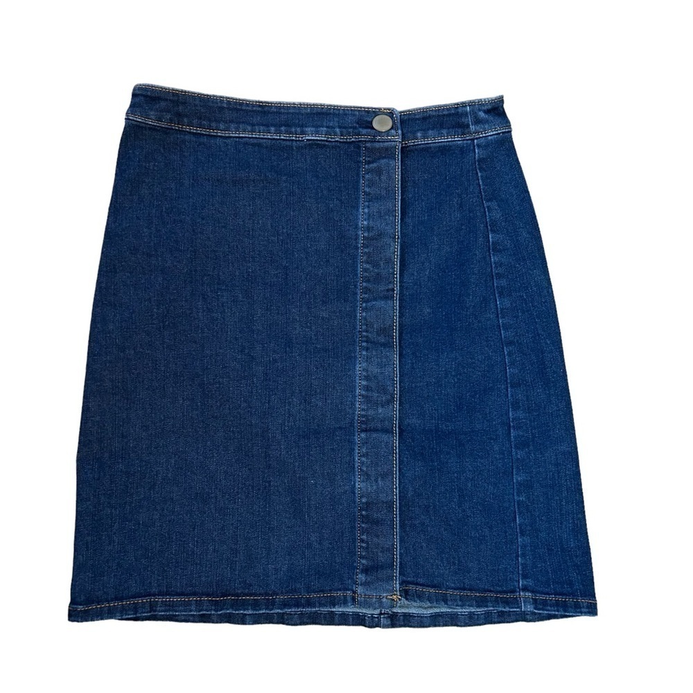 Loft Outlet Dark Wash Denim Skirt w/ Hidden Buttons Placket